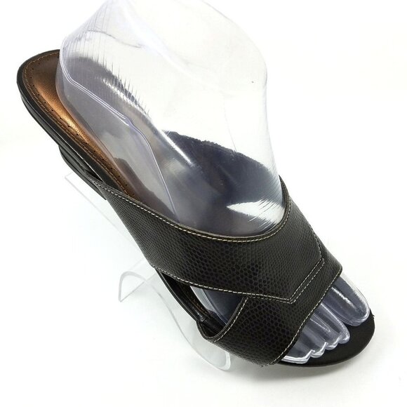 Naturalizer Danila Faux Leather Slip On Open Toe Low Heel Sandals Womens 8 M - Picture 1 of 12